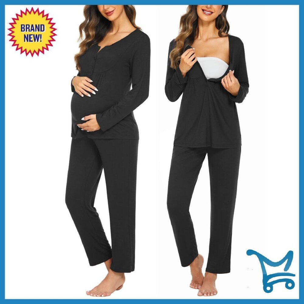 Maternity Nursing Pajama Set Long Sleeve Breastfeeding Sleepwear